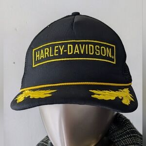 Harley Davidson Black and Gold CAPTAIN Trucker Hat